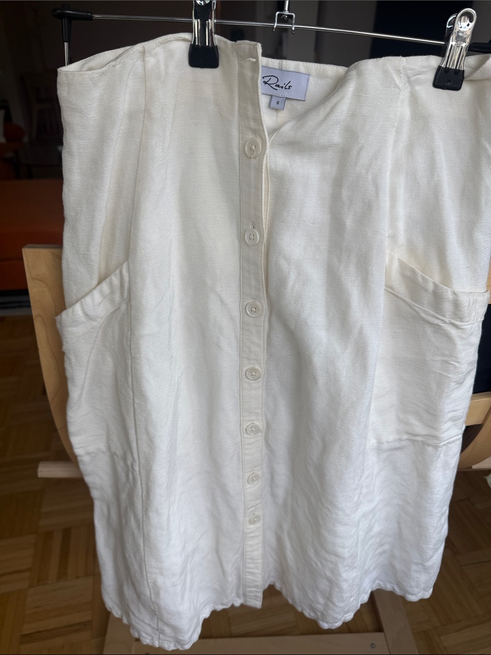 Rails White Button-Front Linen Skirt